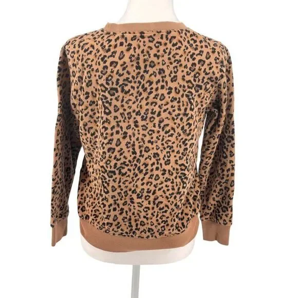 J. Crew Cozy Leopard Print Crewneck Sweatshirt Sz XS EUC preppy, soft - Picture 3 of 7